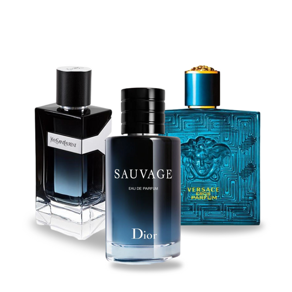 Dior Set 3 Parfumuri |  Dior SAUVAGE, Yves Saint Laurent Y MEN, Versace EROS 100 ml