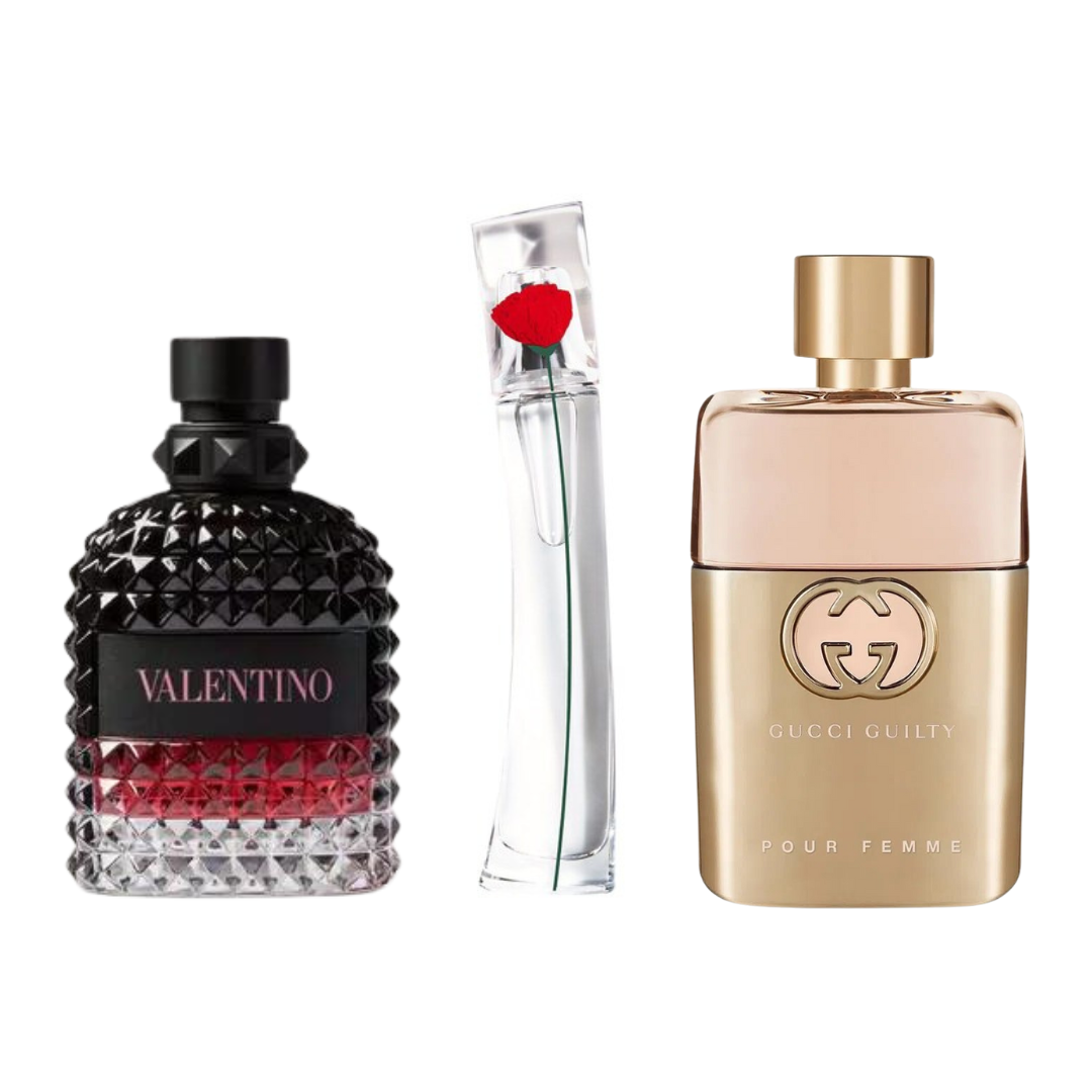 Gucci Set 3 Parfumuri | Gucci Guilty, Valentino Intense, Flower Kenzo 100 ml